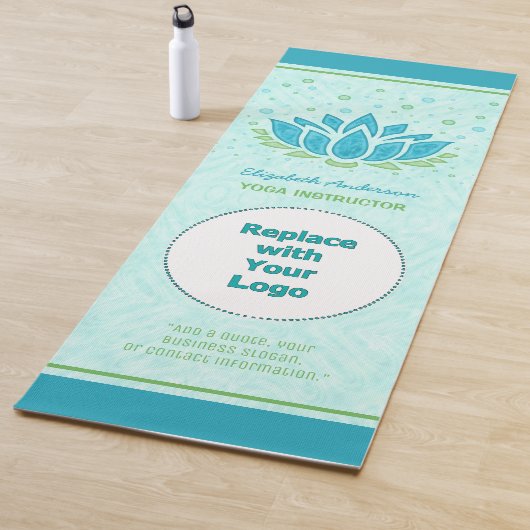 Yoga Instructor Custom Logo Name | Lotus Flower Yogamat (In situ)