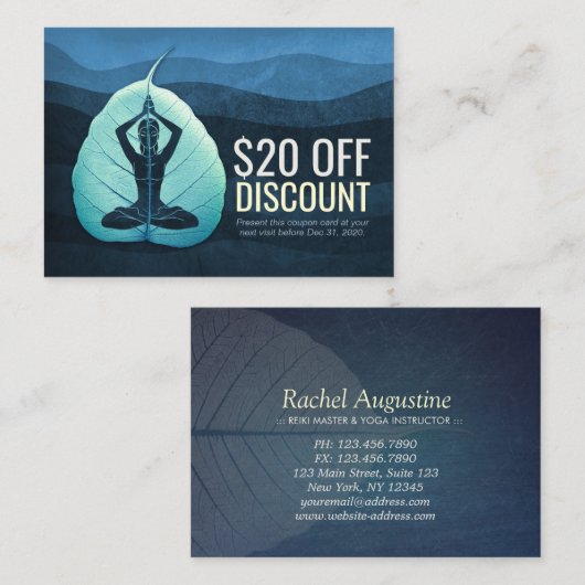 YOGA Instructor Discount Coupon Loyalty Bodhi Leaf (Voorkant / Achterkant)