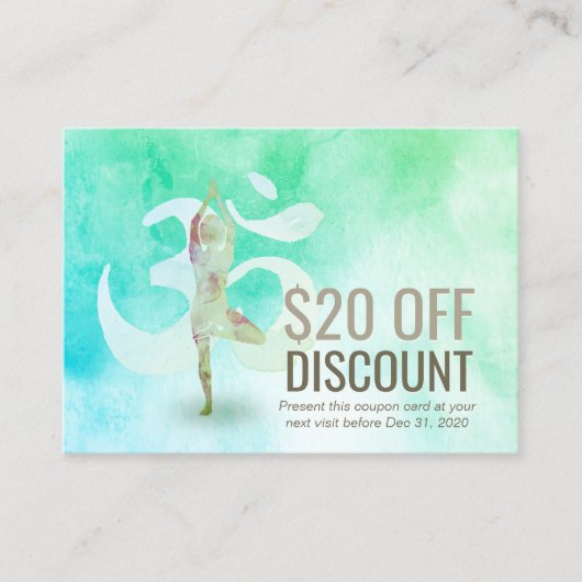 YOGA Instructor Discount Coupon Loyalty Om Symbol (Voorkant)