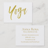 *~* Yoga Instructor Docent Modern Gold White Visitekaartje (Voorkant / Achterkant)