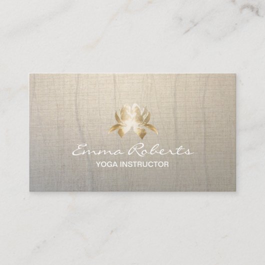 Yoga Instructor Elegant Gold Lotus  Visitekaartje (Voorkant)