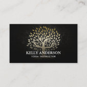 Yoga Instructor Elegant Gold Tree Visitekaartje (Voorkant)
