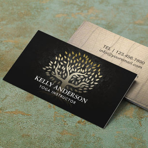 Yoga Instructor Elegant Gold Tree Visitekaartje