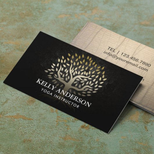 Yoga Instructor Elegant Gold Tree Visitekaartje