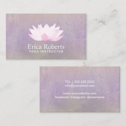 Yoga Instructor Elegant Lotus Waterverf Visitekaartje (Voorkant / Achterkant)