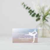 Yoga Instructor Elegant Morning Beach Visitekaartje (Staand voorkant)