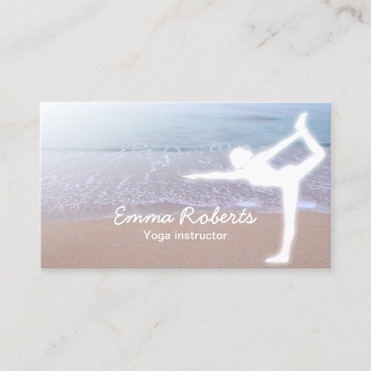 Yoga Instructor Elegant Morning Beach Visitekaartje (Voorkant)