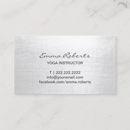 Yoga Instructor Elegant Silver Meditation Visitekaartje (Achterkant)