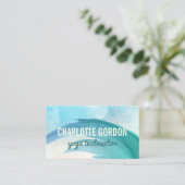 Yoga Instructor Elegant | Waterverf Turquoise Visitekaartje (Staand voorkant)