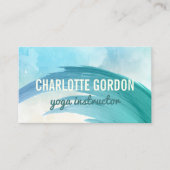 Yoga Instructor Elegant | Waterverf Turquoise Visitekaartje (Voorkant)