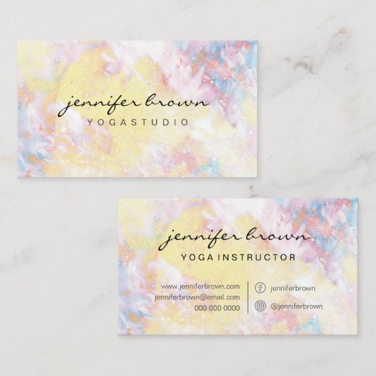 Yoga Instructor elegant waterverf Visitekaartje (Voorkant / Achterkant)