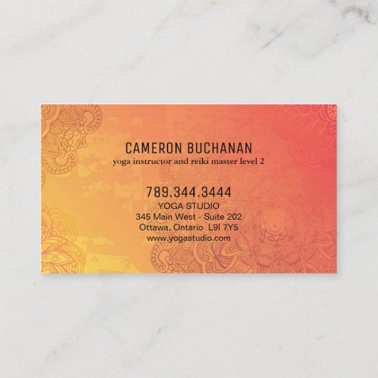 Yoga Instructor en Reiki Master Visitekaartjes (Achterkant)