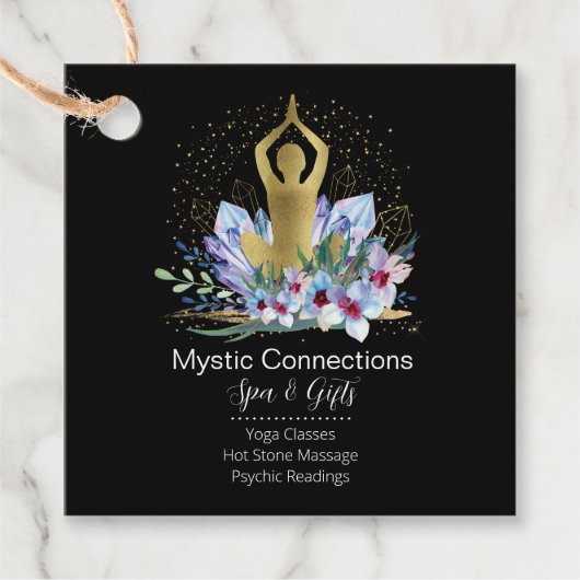 Yoga Instructor Energy Healer Crystals Reiki Spa Bedankjes Labels (Voorkant)