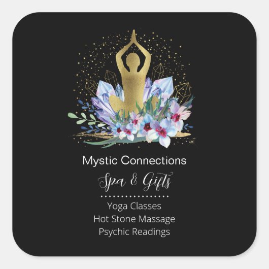 Yoga Instructor Energy Healer Crystals Reiki Spa Vierkante Sticker (Voorkant)