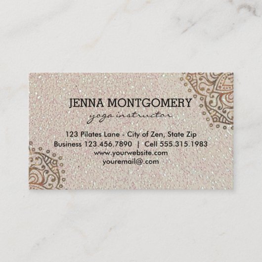 Yoga Instructor Faux Glitter | Boho Gold Mandala Visitekaartje (Voorkant)