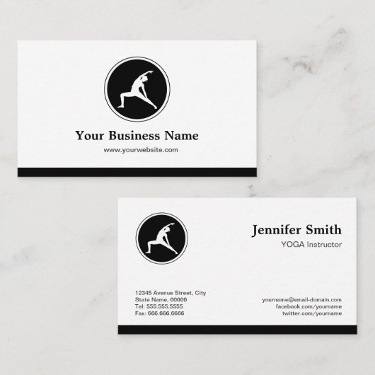 YOGA Instructor Fitness Company — Eenvoudig elegan Visitekaartje (Voorkant / Achterkant)