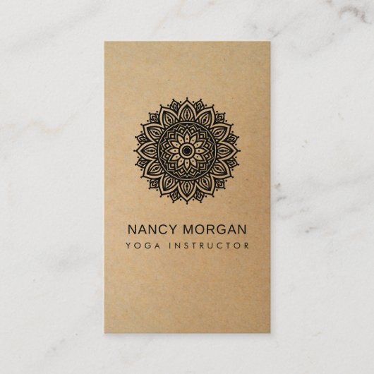 Yoga Instructor Floral Mandala Kraft  Visitekaartje (Voorkant)