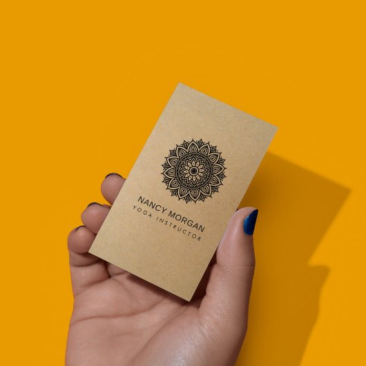 Yoga Instructor Floral Mandala Kraft  Visitekaartje