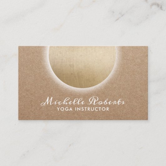 Yoga Instructor Ggloed Gold Circle Rustic Kraft Visitekaartje (Voorkant)