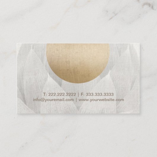 Yoga Instructor Gold Circle Lotus Floral Linen Visitekaartje (Achterkant)