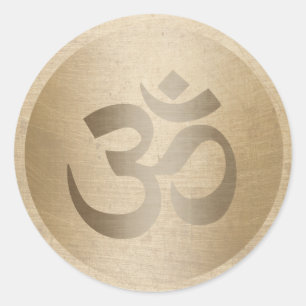 Yoga Instructor Gold Circle Om Symbol Ronde Sticker