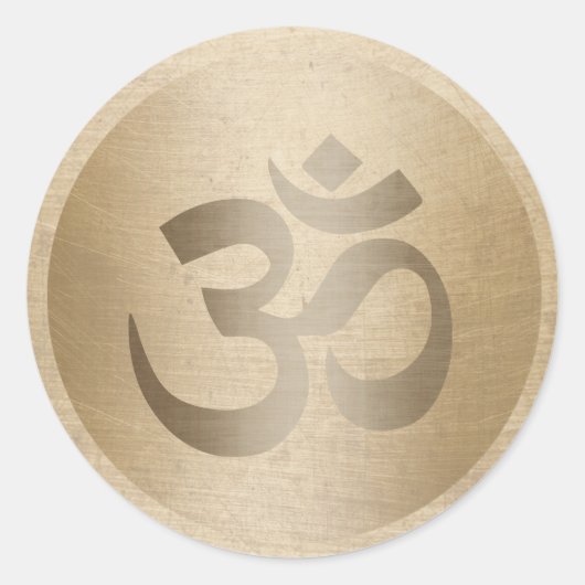 Yoga Instructor Gold Circle Om Symbol Ronde Sticker (Voorkant)