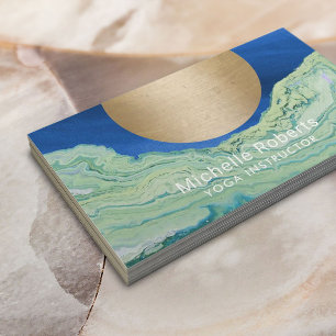 Yoga Instructor Gold Circle Turquoise & Blue Visitekaartje