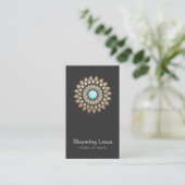 Yoga Instructor Gold en Turquoise Lotus Logo Visitekaartje (Staand voorkant)