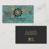 Yoga Instructor Gold en Turquoise Lotus Visitekaartje (Voorkant / Achterkant)