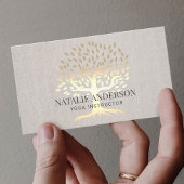 Yoga Instructor Gold Life Tree Linen Visitekaartje
