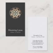 Yoga Instructor Gold Lotus Black Visitekaartje (Voorkant / Achterkant)