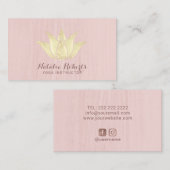 Yoga Instructor Gold Lotus Flower Blush Pink Spa Visitekaartje (Voorkant / Achterkant)