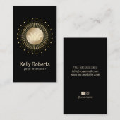 Yoga Instructor Gold Lotus Logo Wellness Spa Visitekaartje (Voorkant / Achterkant)