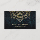 Yoga Instructor Gold Lotus Mandala Dark Visitekaartje (Voorkant)