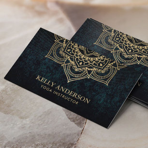 Yoga Instructor Gold Lotus Mandala Dark Visitekaartje