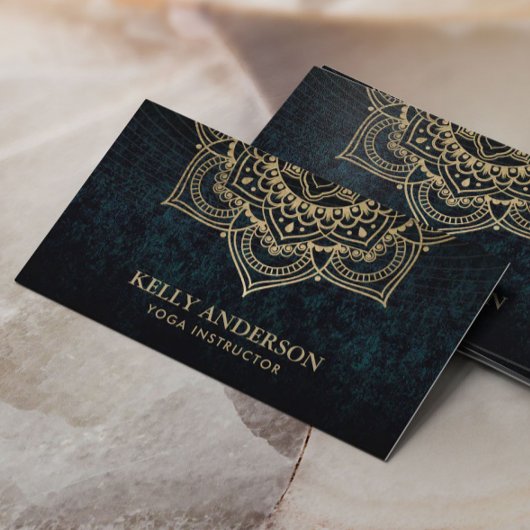 Yoga Instructor Gold Lotus Mandala Dark Visitekaartje