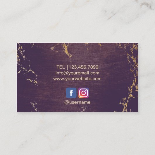 Yoga Instructor Gold Lotus Mandala  Paars Visitekaartje (Achterkant)