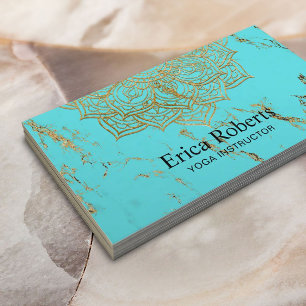 Yoga Instructor Gold Lotus Mandala Turquoise Visitekaartje
