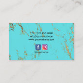 Yoga Instructor Gold Lotus Mandala Turquoise Visitekaartje (Achterkant)