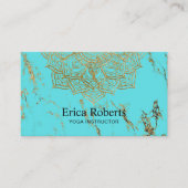 Yoga Instructor Gold Lotus Mandala Turquoise Visitekaartje (Voorkant)