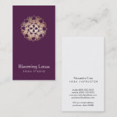 Yoga Instructor Gold Lotus Paarse Visitekaartje (Voorkant / Achterkant)