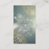 Yoga Instructor Gold Mandala Green Bokeh Lichten Visitekaartje (Achterkant)