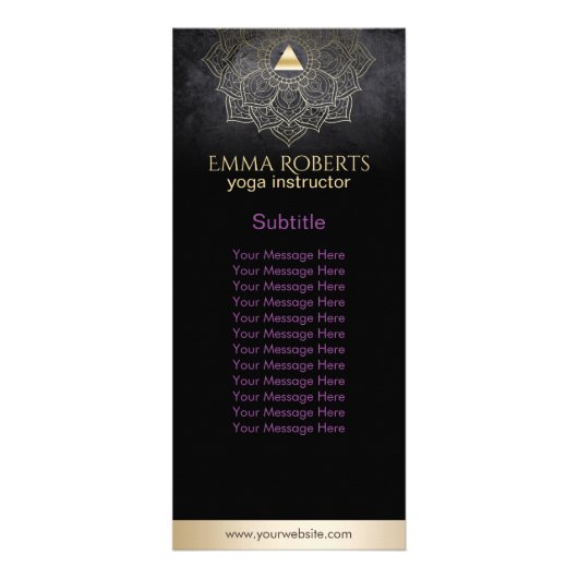 Yoga Instructor Gold Mandala Lotus Elegant Black Reclamekaart (Voorkant)