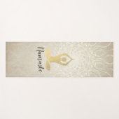 Yoga Instructor Gold Meditation Pose White Mandala Yogamat (Voorkant (horizontaal))