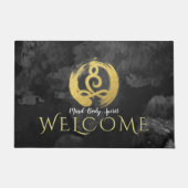 Yoga Instructor Gold Meditation Posture Zen Symboo Deurmat (Voorkant)