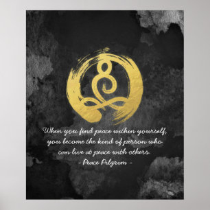 Yoga Instructor Gold Meditation Posture Zen Symboo Poster