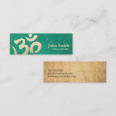 Yoga Instructor Gold Om Symbol Elegant Blauwgroen Mini Visitekaartje (Voorkant / Achterkant)
