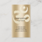 Yoga Instructor  Gold Om Symbol Namaste Visitekaartje (Achterkant)