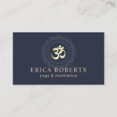 Yoga Instructor Gold Om Symbol Navy Meditation Visitekaartje (Voorkant)