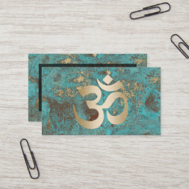 Yoga Instructor  Gold Om Symbol Turquoise Visitekaartje